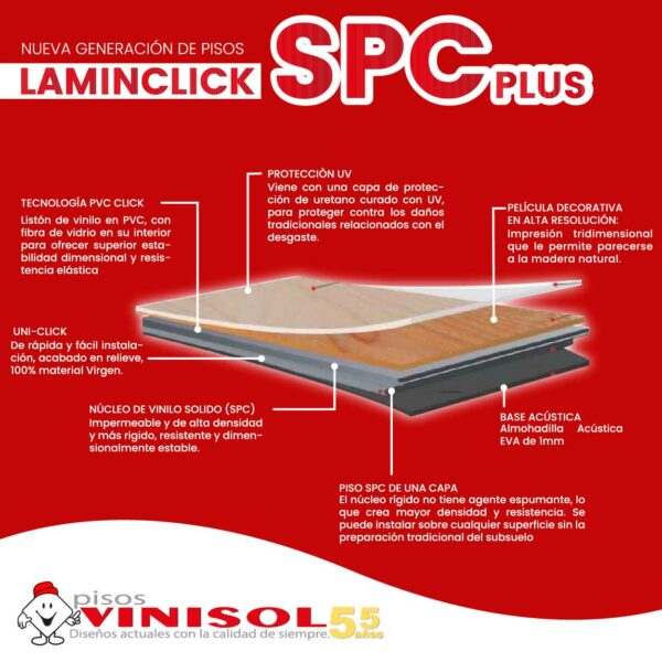 Piso Laminclick SPC PLUS Roble Gris - Valor M2: $ 150.178 - Imagen 3